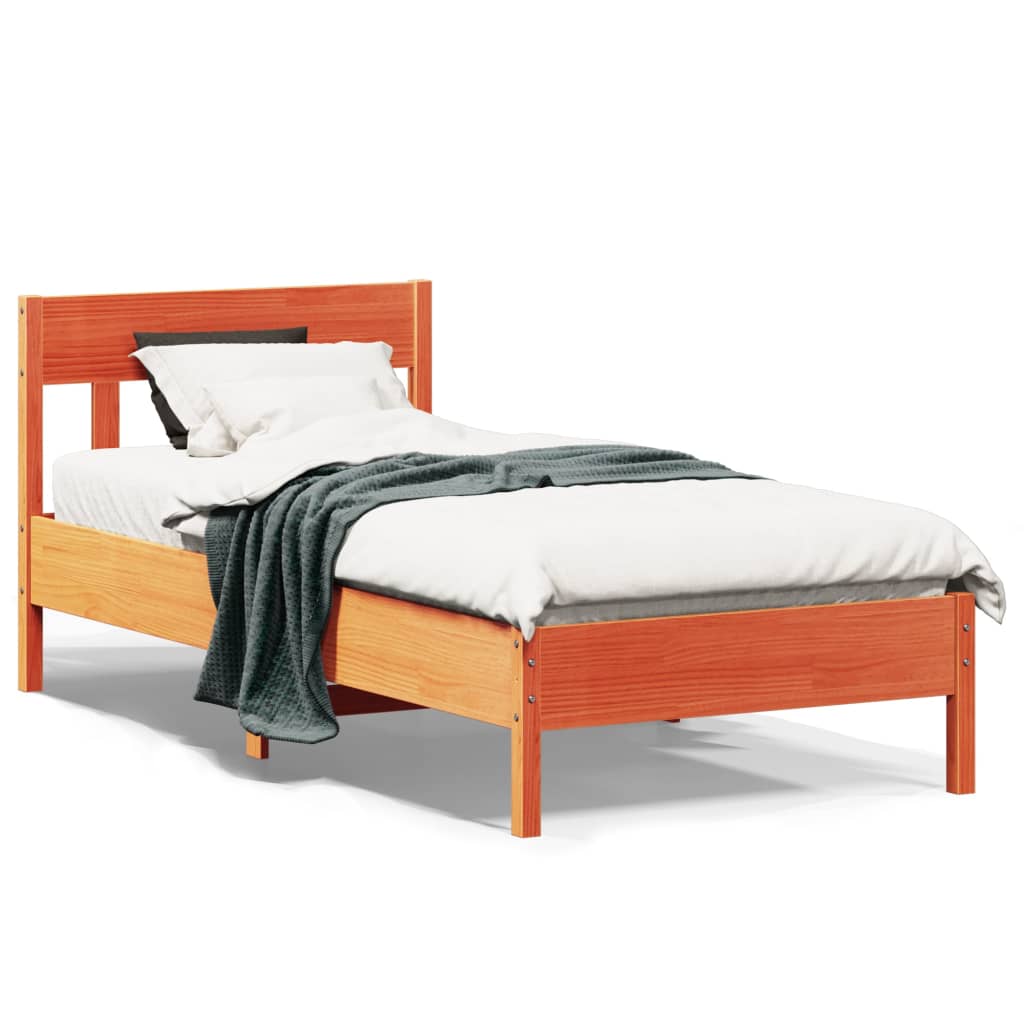 vidaXL Cama sem colchão 90x190 cm madeira de pinho maciça castanho-mel