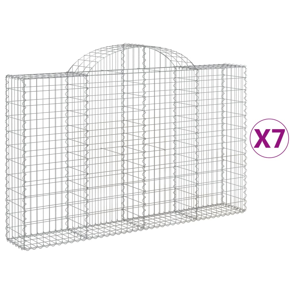 vidaXL Cestos gabião arqueados 7pcs 200x30x120/140cm ferro galvanizado