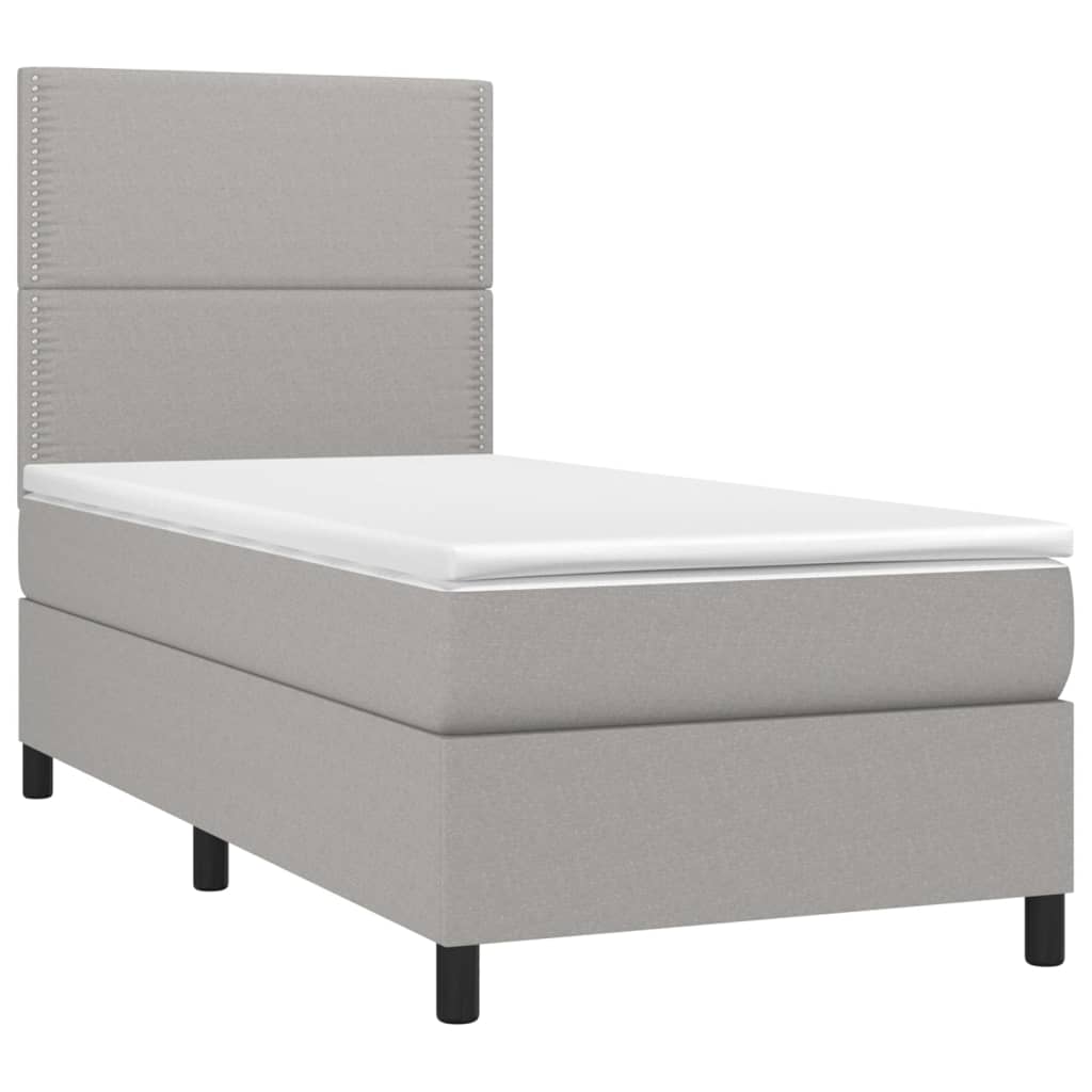 vidaXL Cama com molas/colchão 90x190 cm tecido cinzento-claro