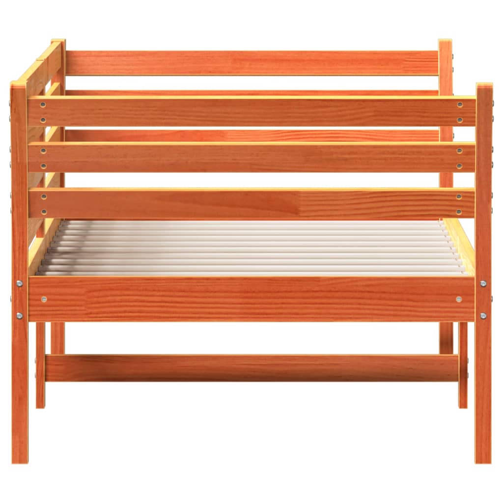 vidaXL Sofá-cama sem colchão 80x200 cm madeira de pinho castanho cera