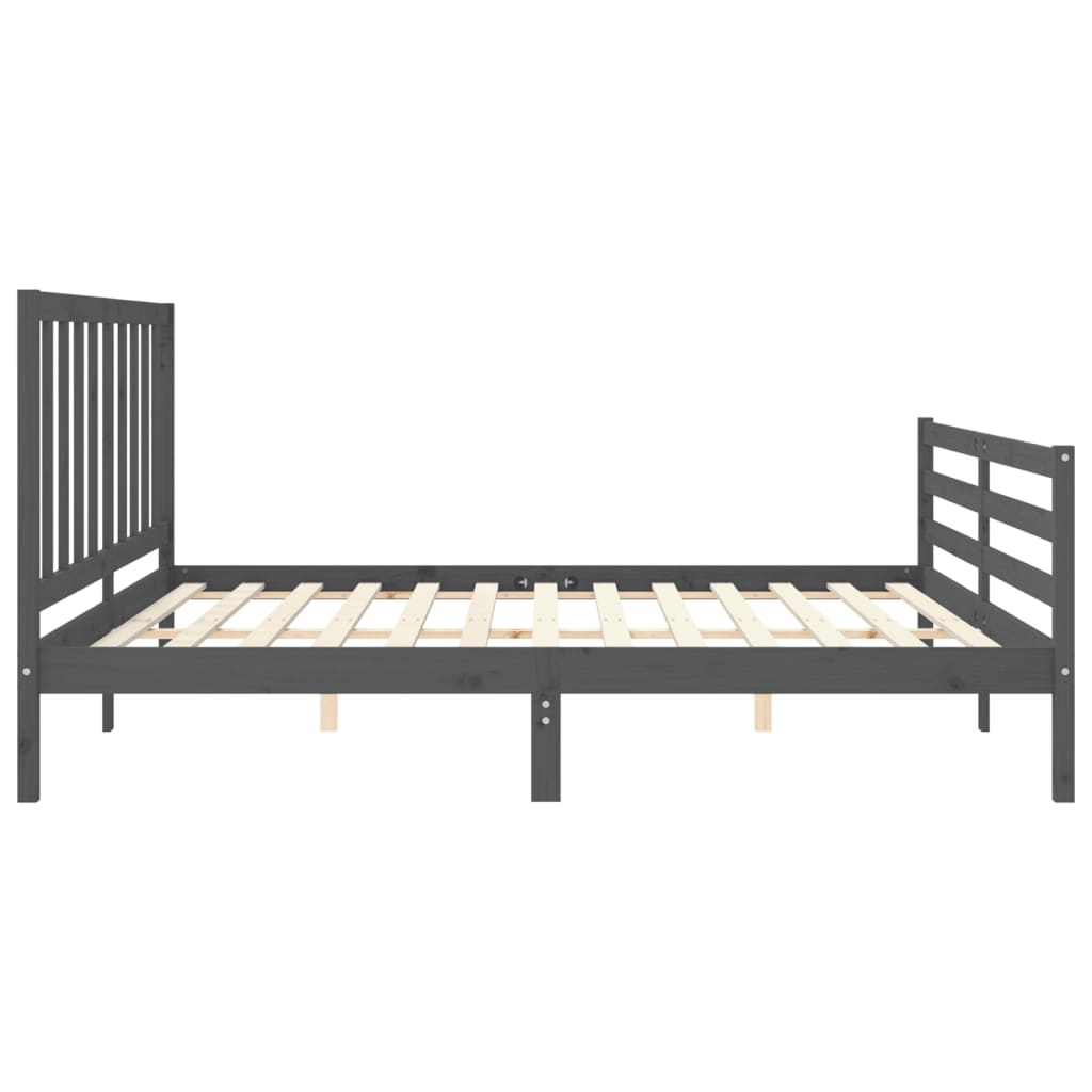 vidaXL Estrutura de cama com cabeceira 200x200 cm madeira maciça cinza