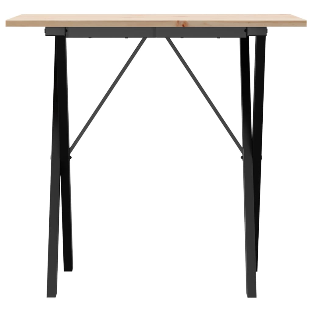 vidaXL Mesa de jantar estrutura em X 80x50x75 cm pinho e ferro fundido