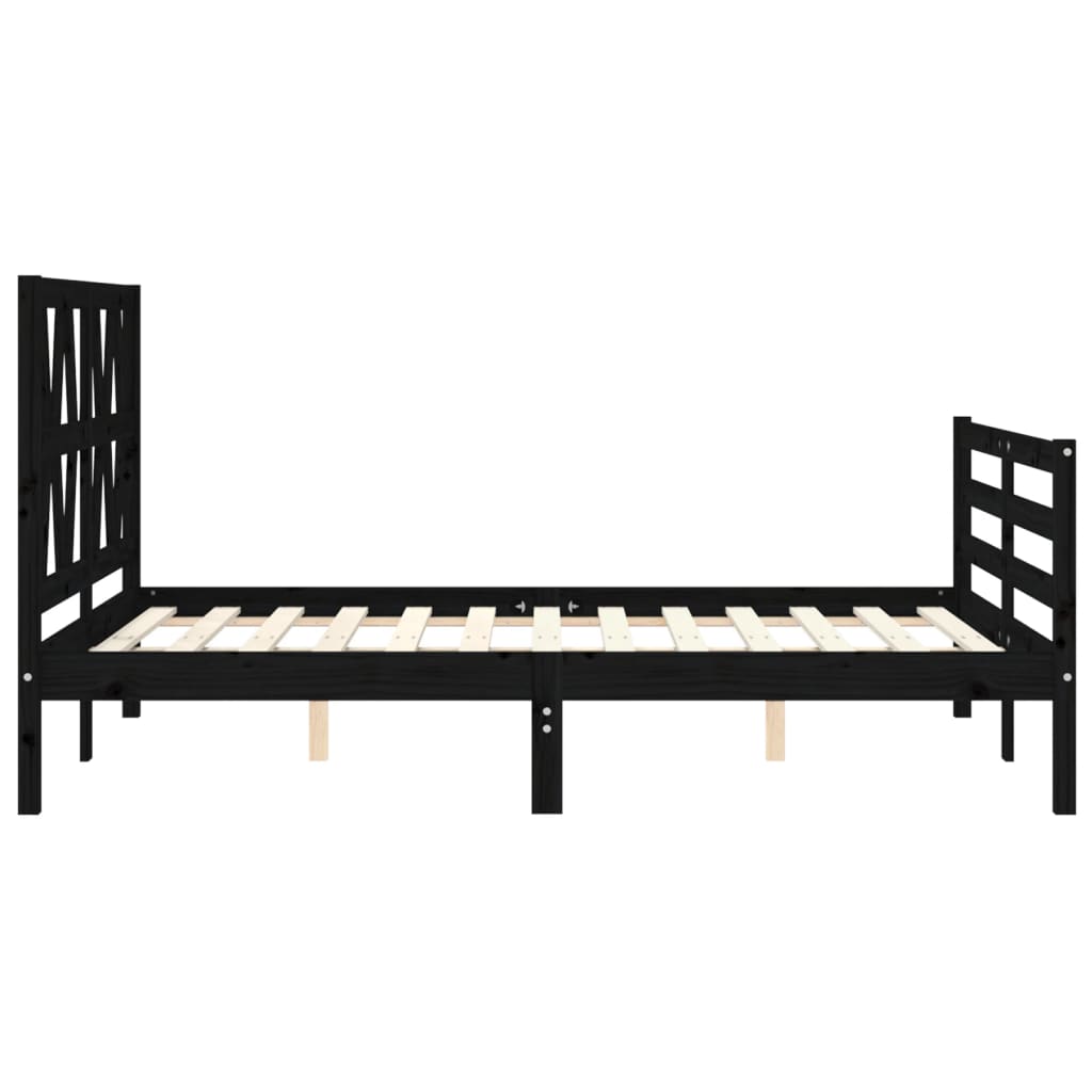 vidaXL Estrutura de cama com cabeceira 120x200cm madeira maciçao preto