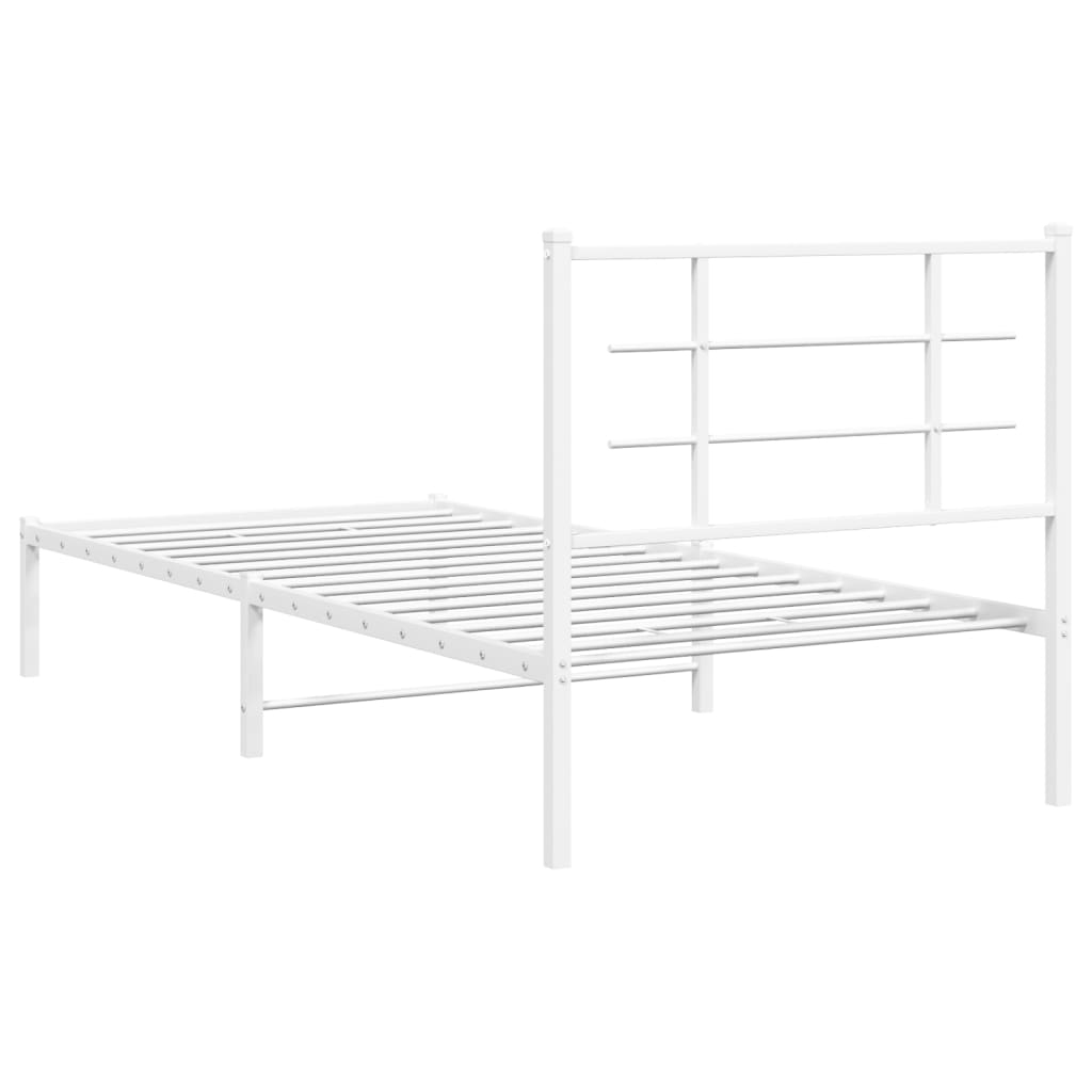 vidaXL Estrutura de cama com cabeceira 90x190 cm metal branco