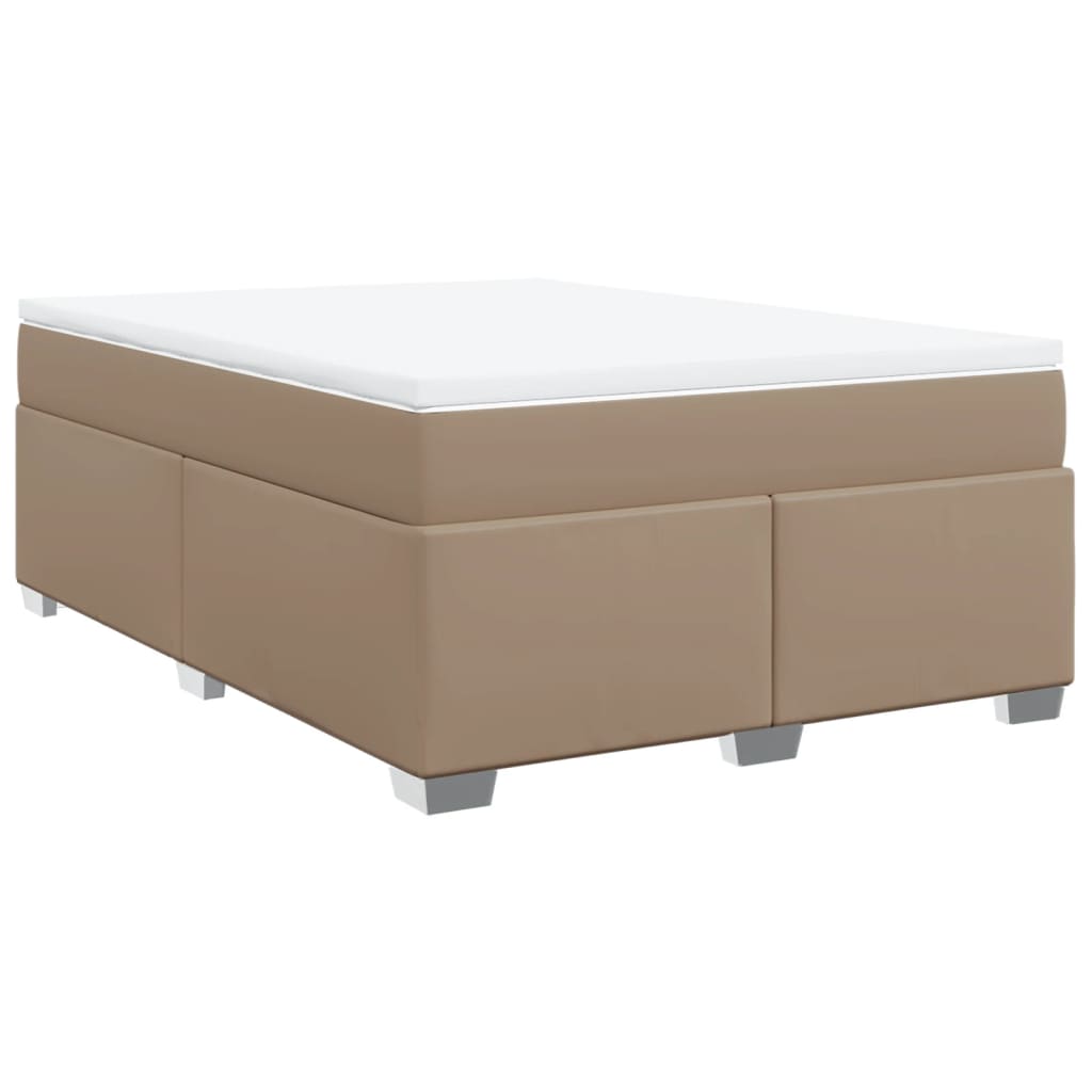 vidaXL Cama com molas/colchão 140x200 cm couro artificial cappuccino