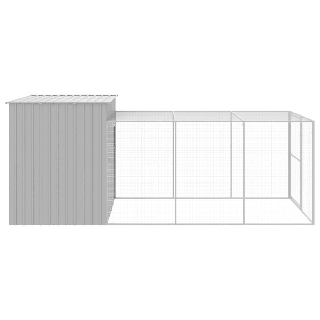 vidaXL Casota cães c/ parque 214x457x181 cm aço galvaniz. cinza-claro