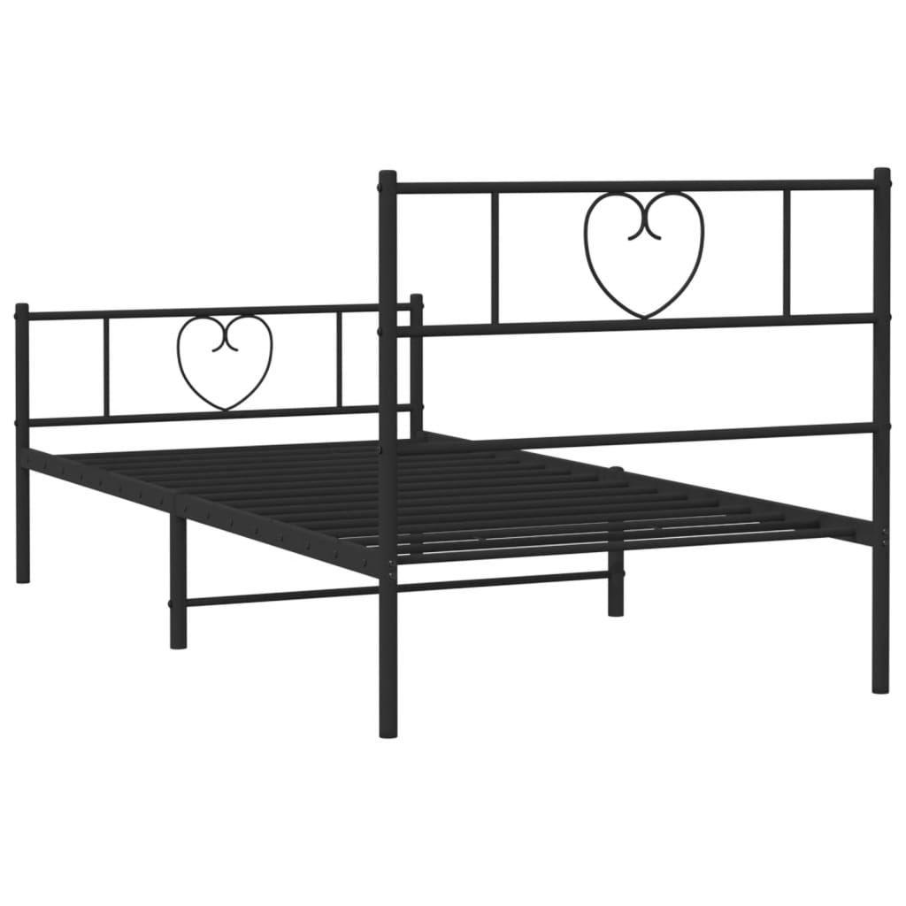 vidaXL Estrutura de cama com cabeceira e pés 107x203 cm metal preto