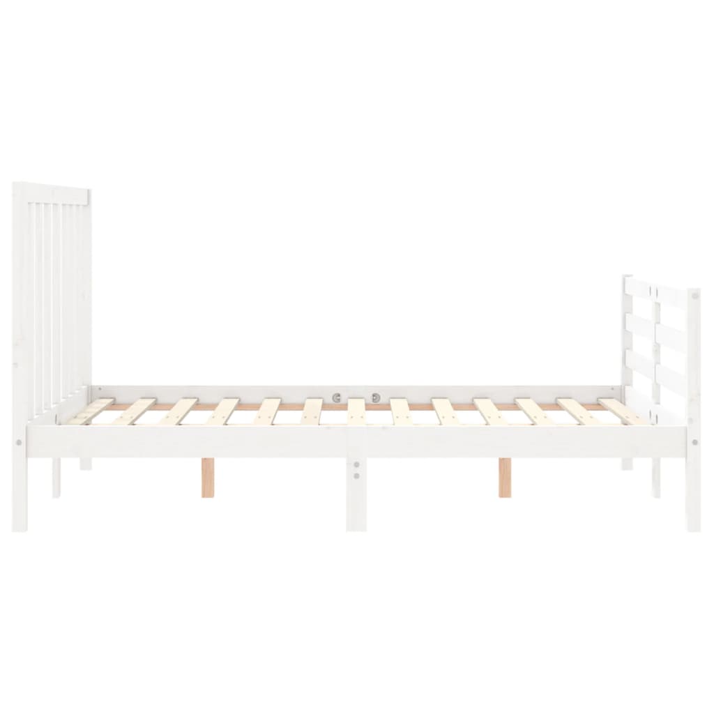 vidaXL Estrutura de cama com cabeceira 140x200cm madeira maciça branco