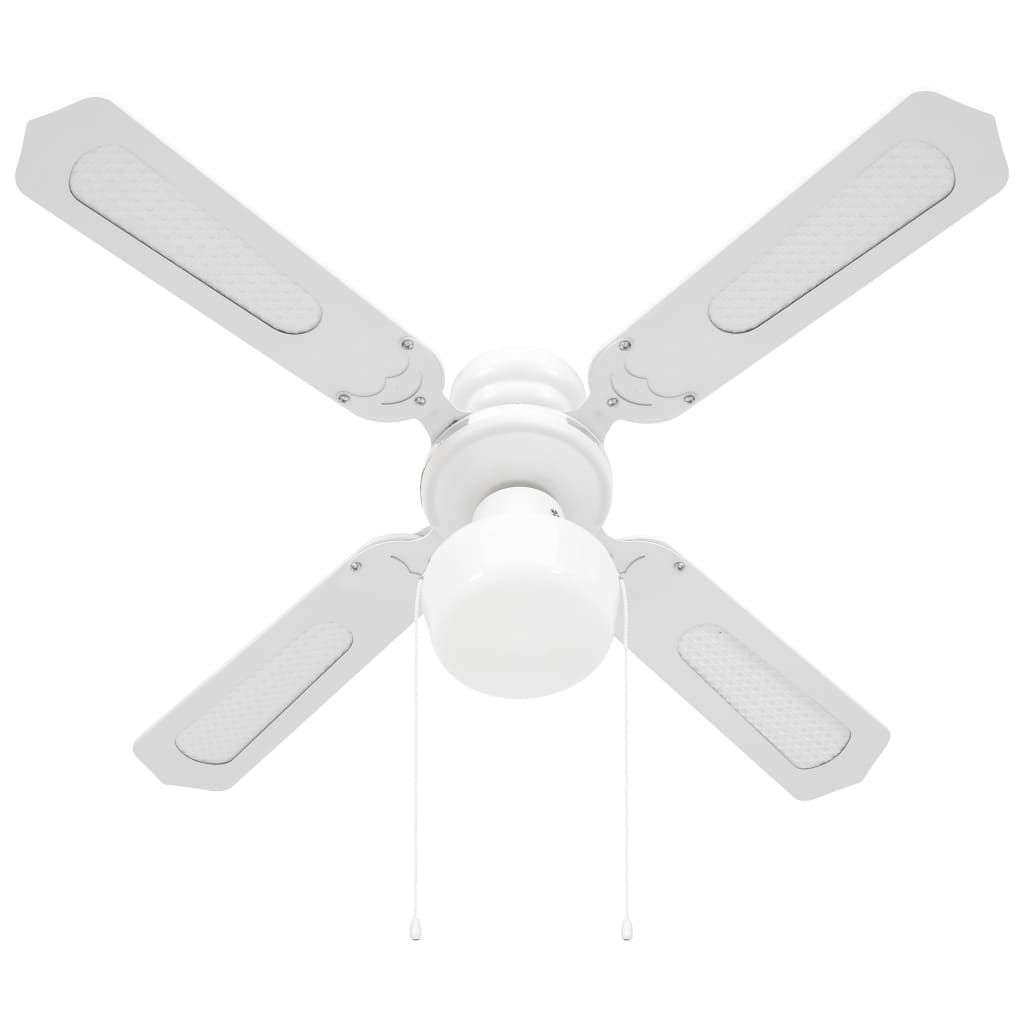 vidaXL Ventoinha de teto com luz 106 cm branco