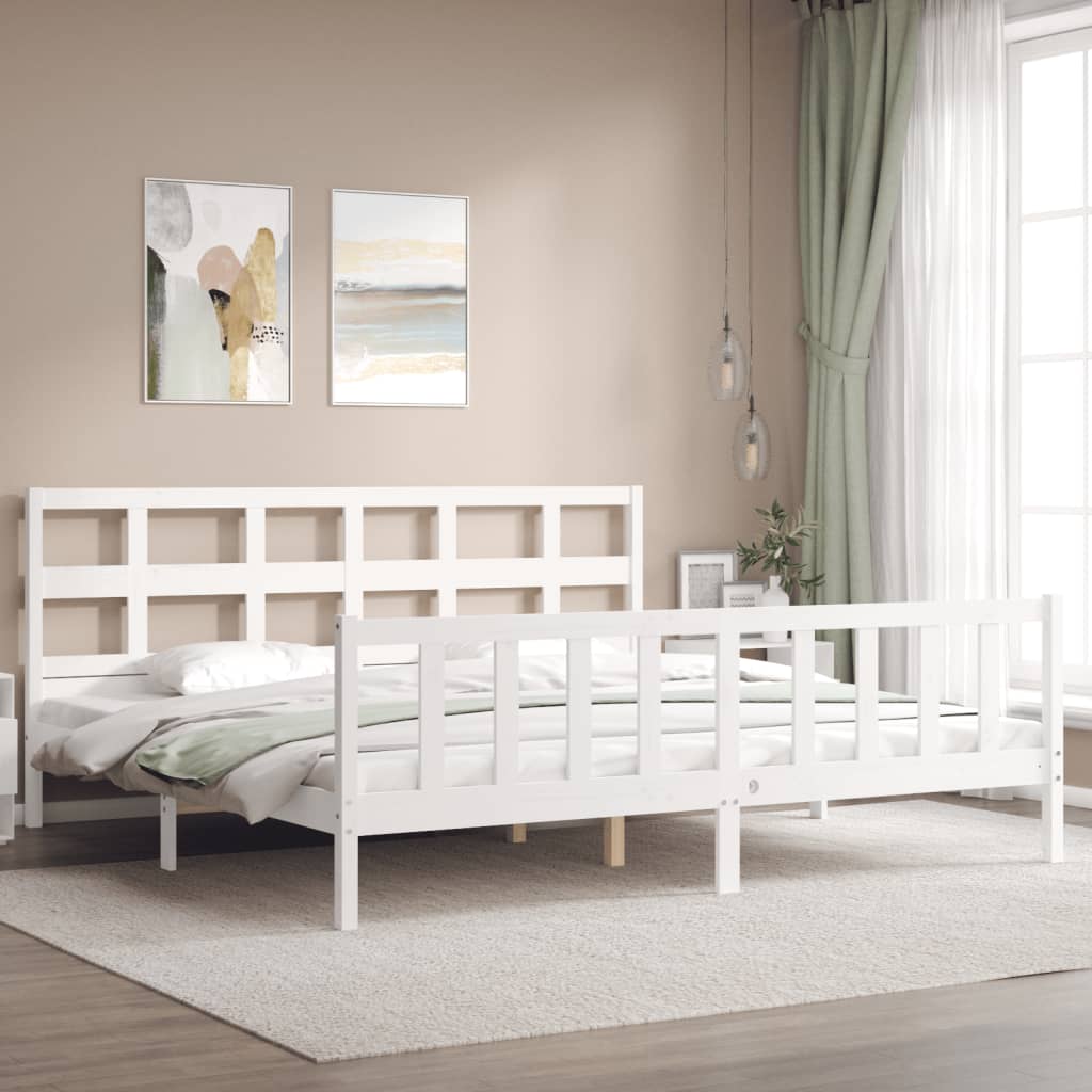 vidaXL Estrutura cama Super King Size c/ cabeceira madeira branco