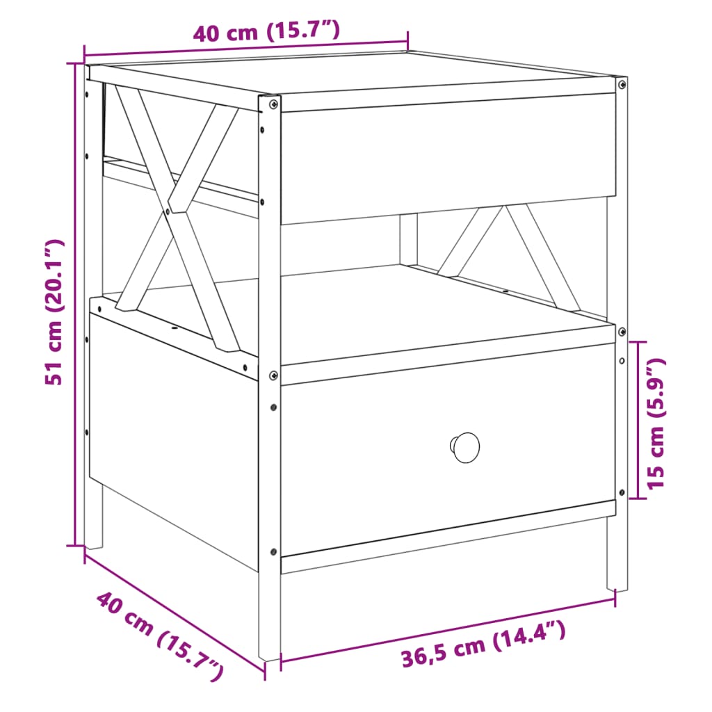 vidaXL Mesa de centro luzes LED Infinity 40x40x51 cm carvalho fumado