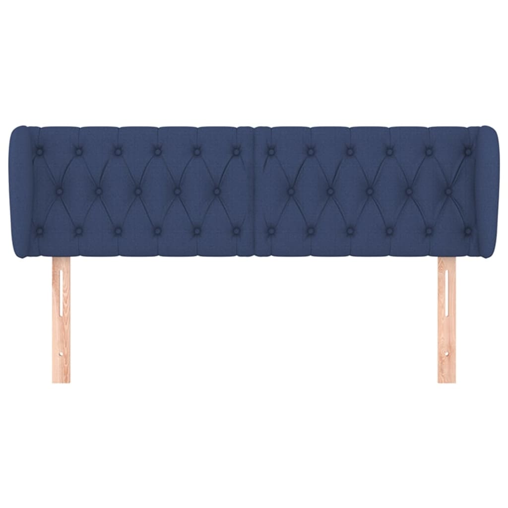 vidaXL Cabeceira de cama c/ abas tecido 147x23x78/88 cm azul