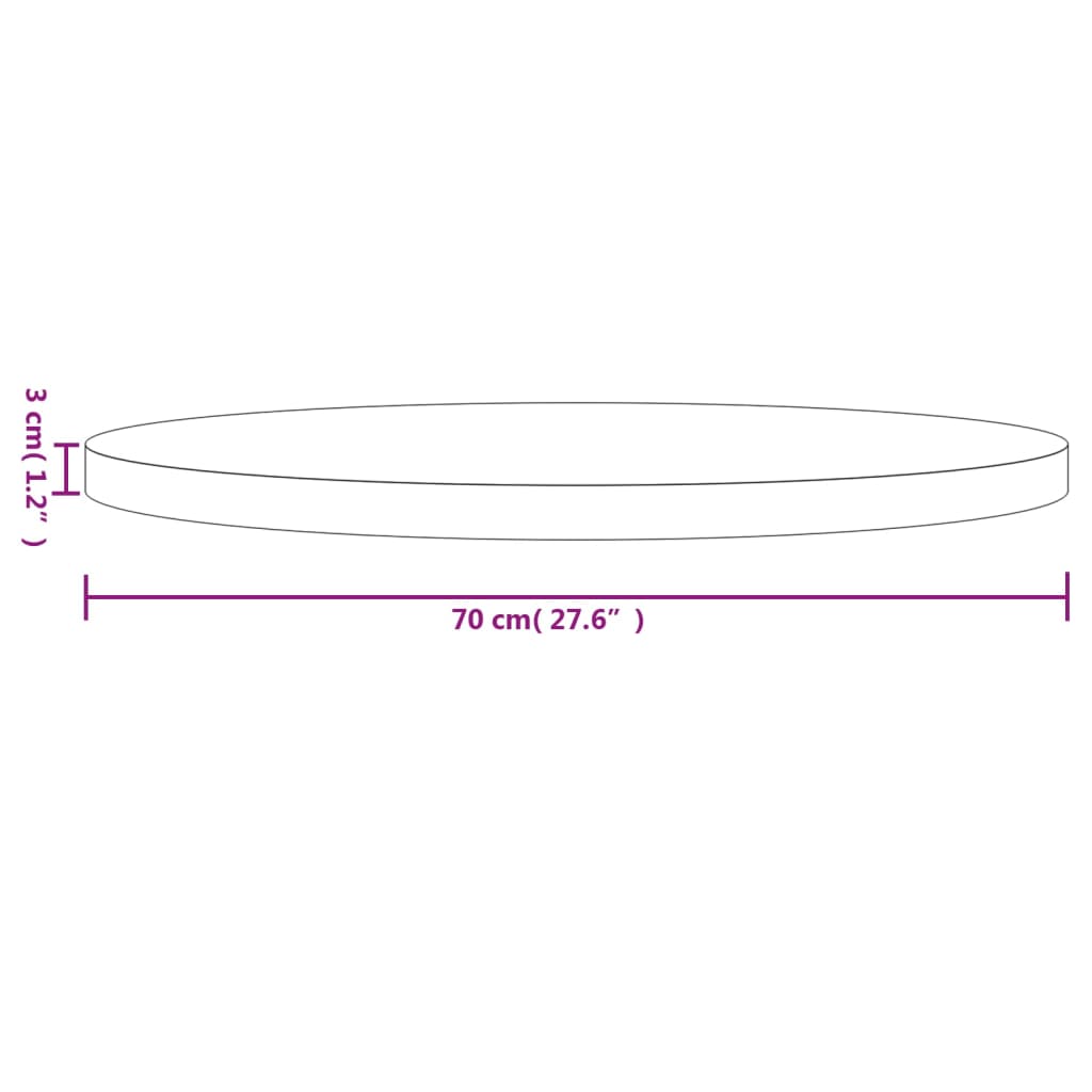 vidaXL Tampo de mesa redondo Ø70x3 cm madeira de pinho maciça branco