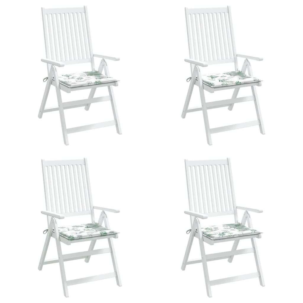 vidaXL Almofadões p/ cadeira 4pcs 50x50x3cm tecido padrão folhas