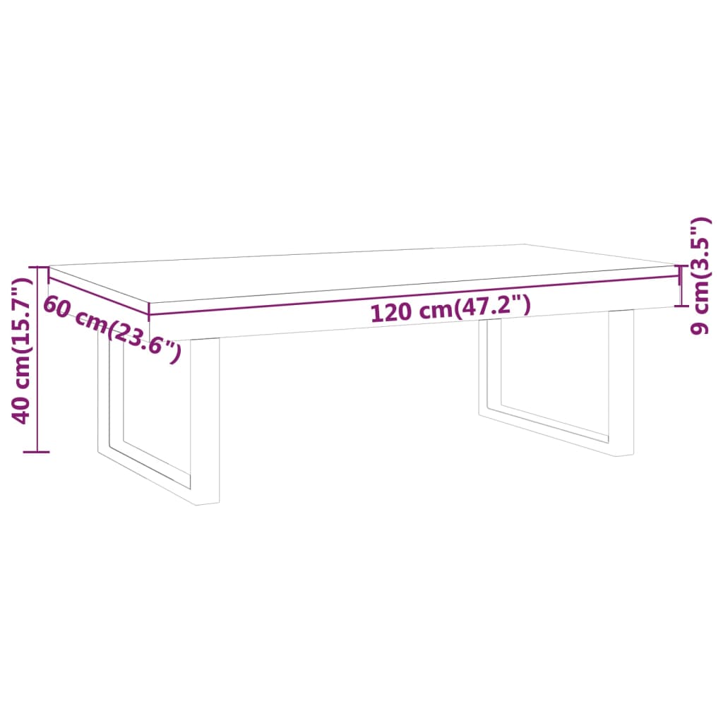 vidaXL Mesa de centro 120x60x40 cm MDF e ferro castanho-escuro e preto