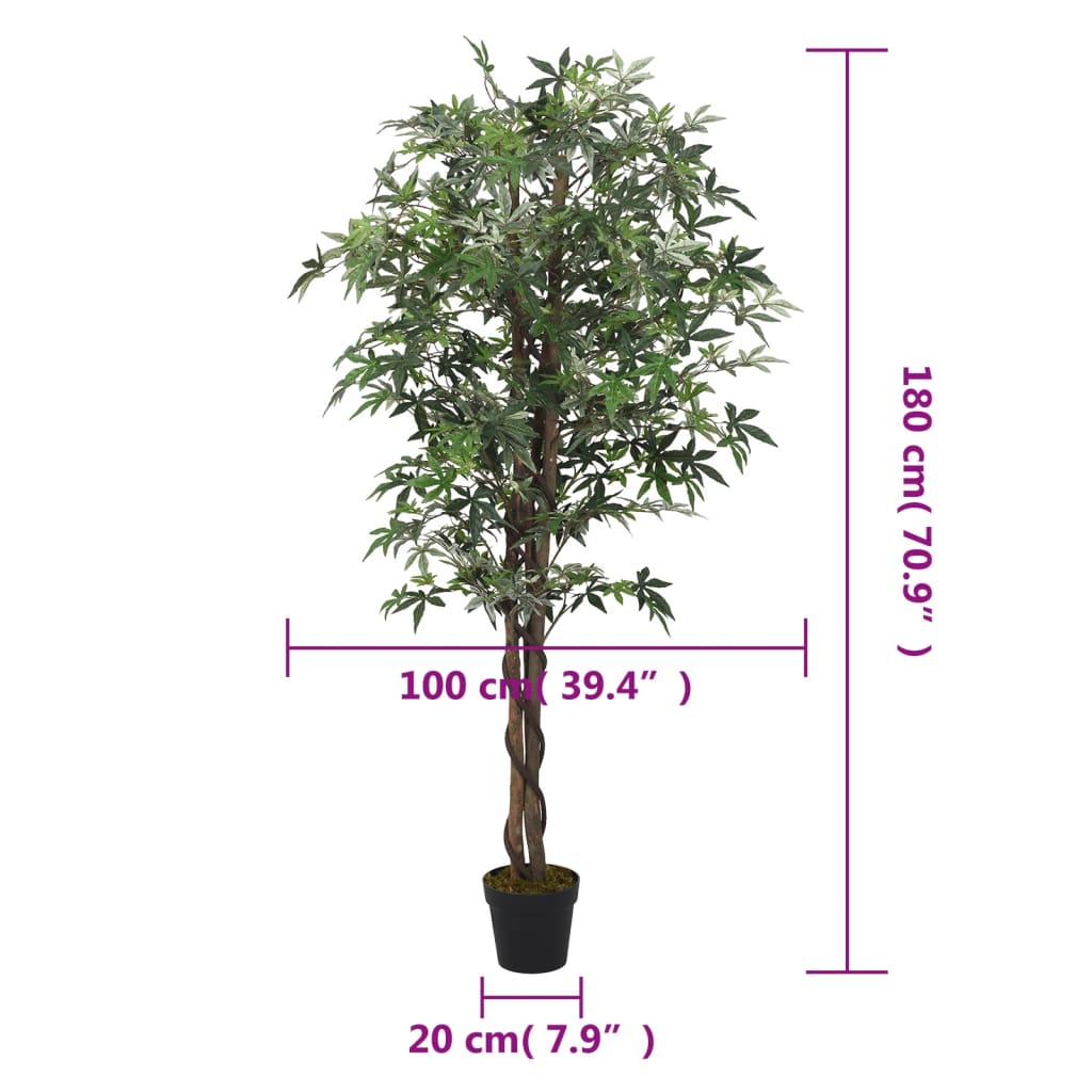 vidaXL Ácer artificial 672 folhas 180 cm verde