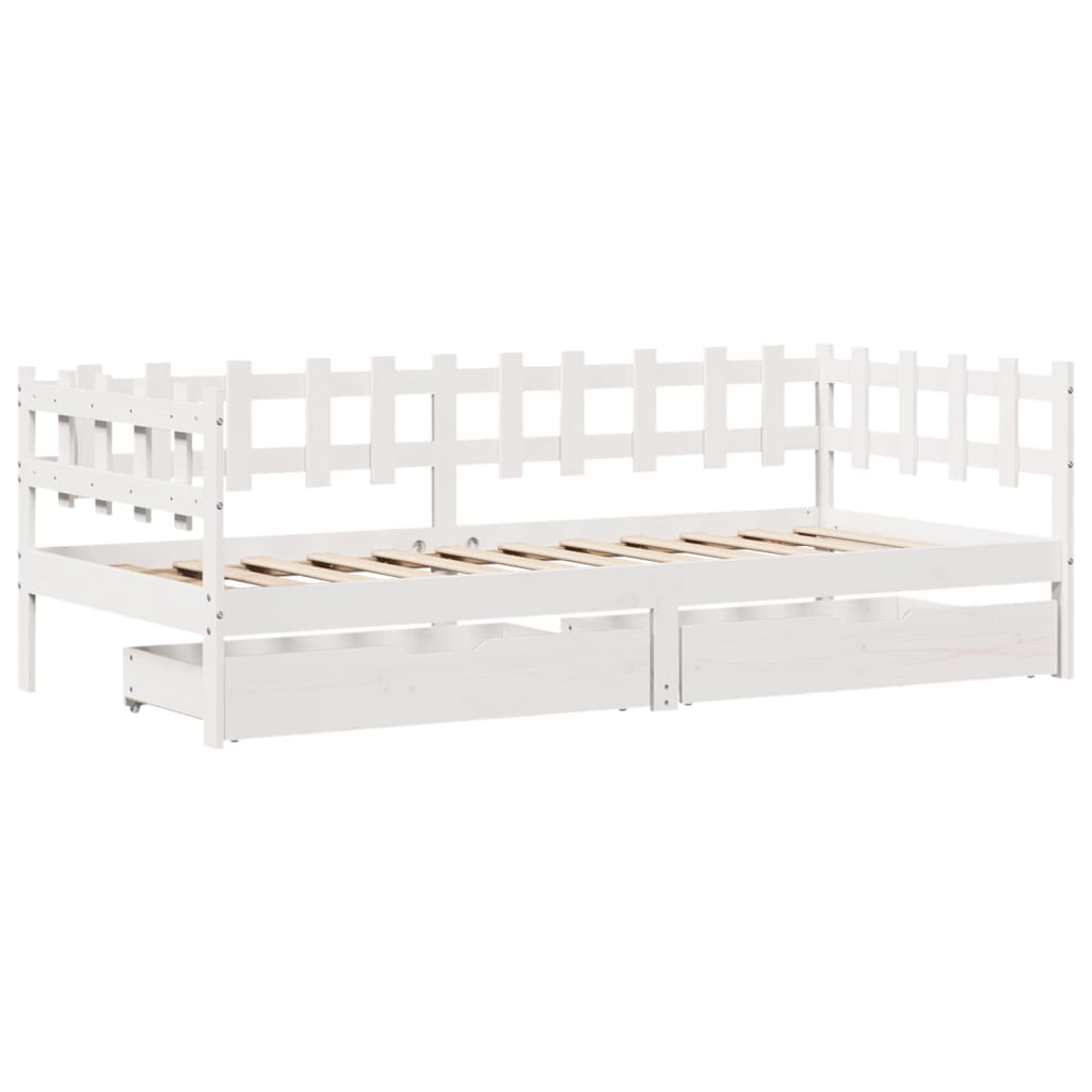 vidaXL Sofá-cama com gavetas 80x200 cm madeira de pinho maciça