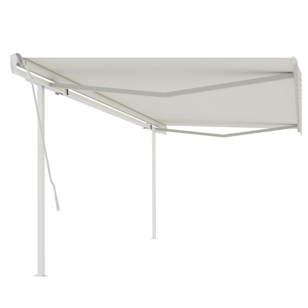 vidaXL Toldo retrátil manual com postes 5x3 m cor creme