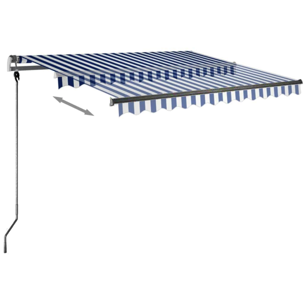 vidaXL Toldo retrátil manual independente 350x250 cm azul e branco