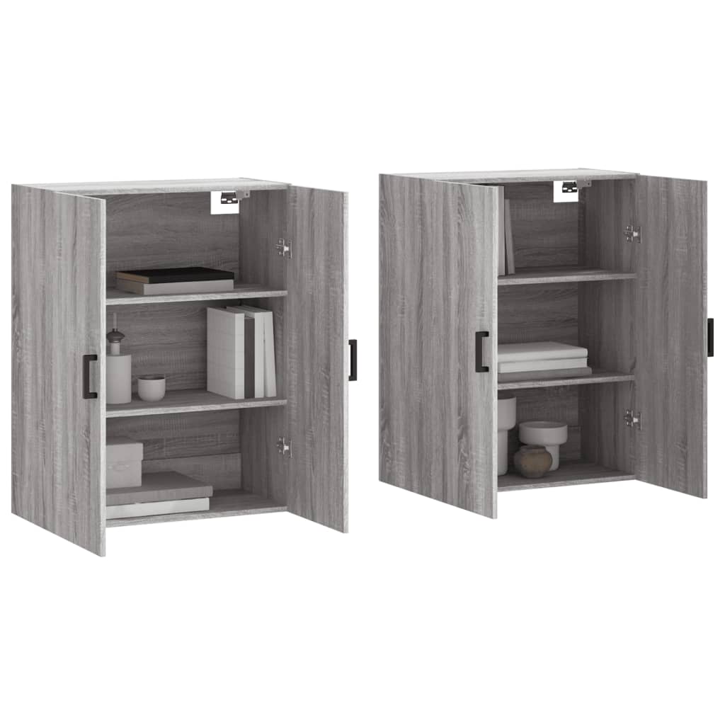 vidaXL Armários de parede 2 pcs 69,5x34x90 cm cinzento sonoma