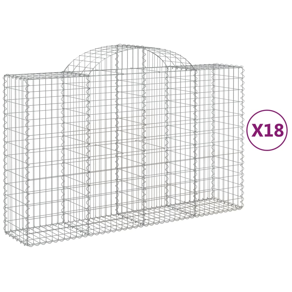 vidaXL Cestos gabião arqueados 18pcs 200x50x120/140 ferro galvanizado