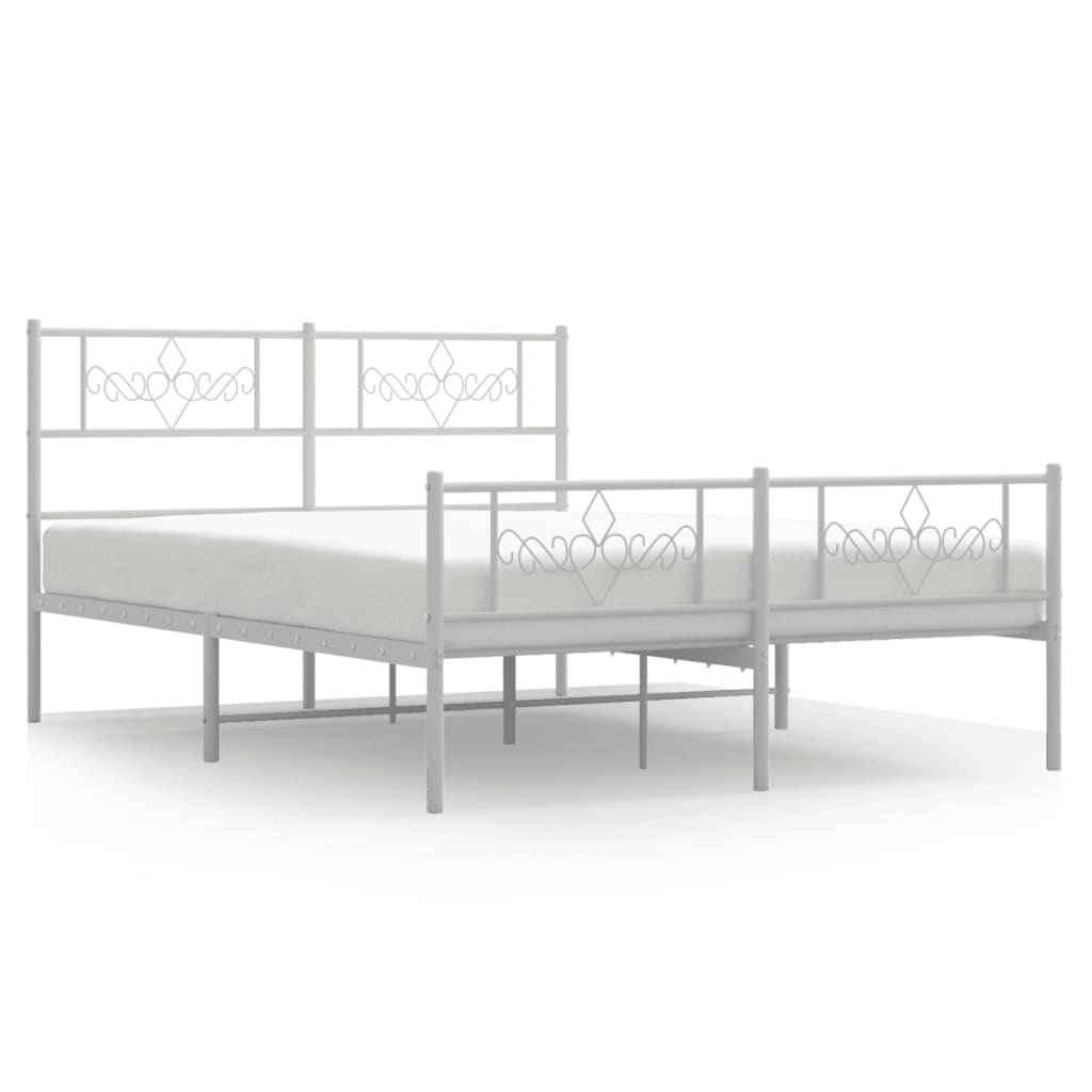 vidaXL Estrutura de cama com cabeceira e pés 140x190 cm metal branco