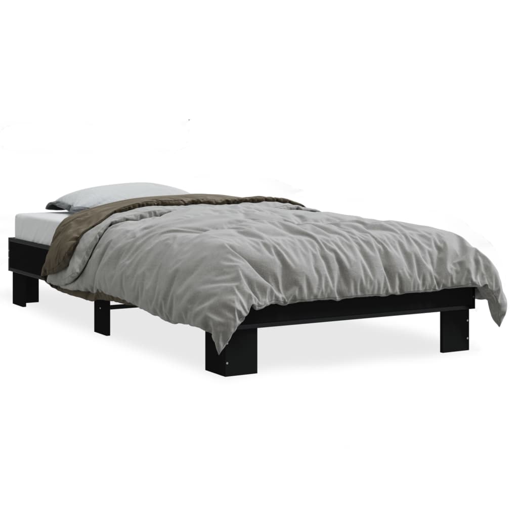 vidaXL Estrutura de cama 90x200 cm derivados de madeira/metal preto