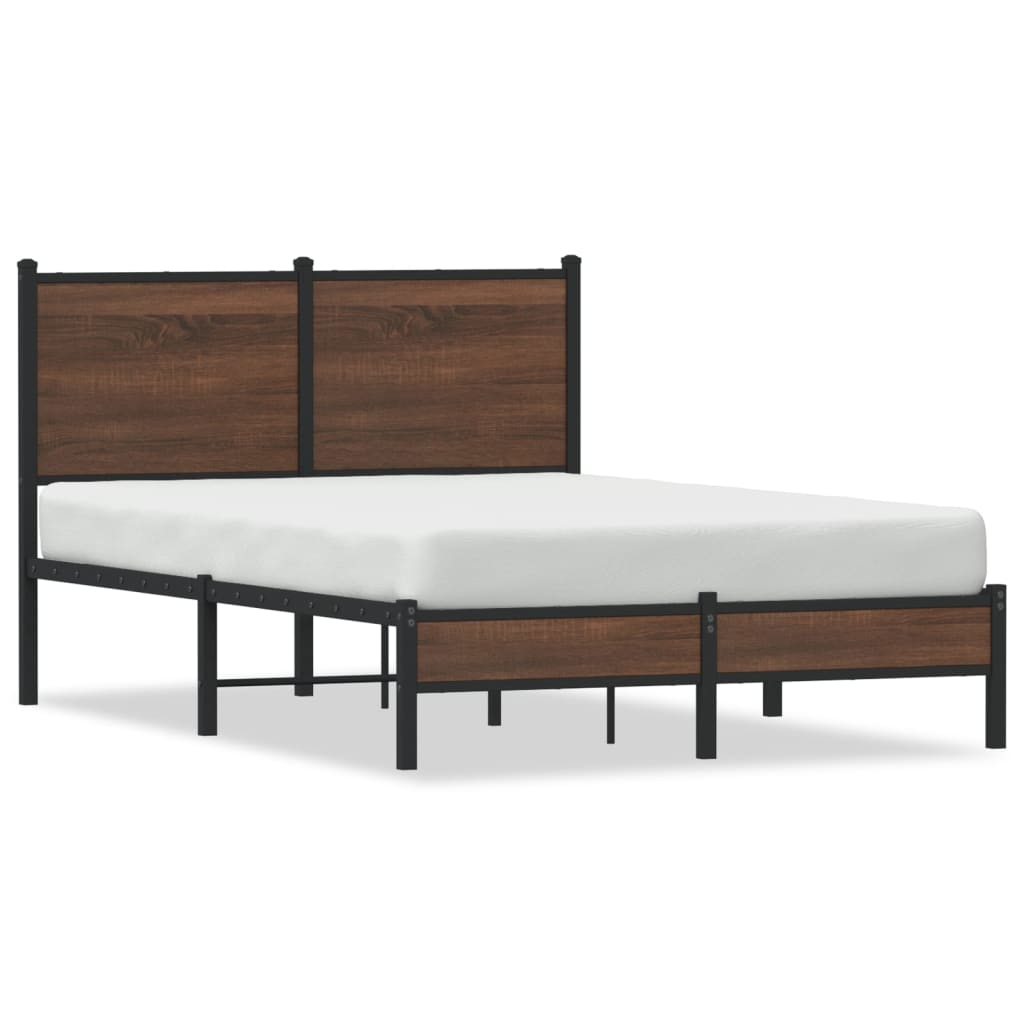 vidaXL Estrutura de cama sem colchão 120x190cm metal carvalho castanho