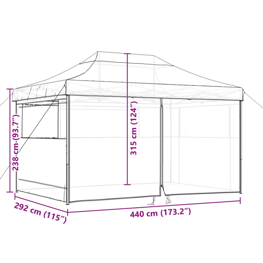 vidaXL Tenda p/ festas pop-up dobrável 4 paredes laterais terracotta