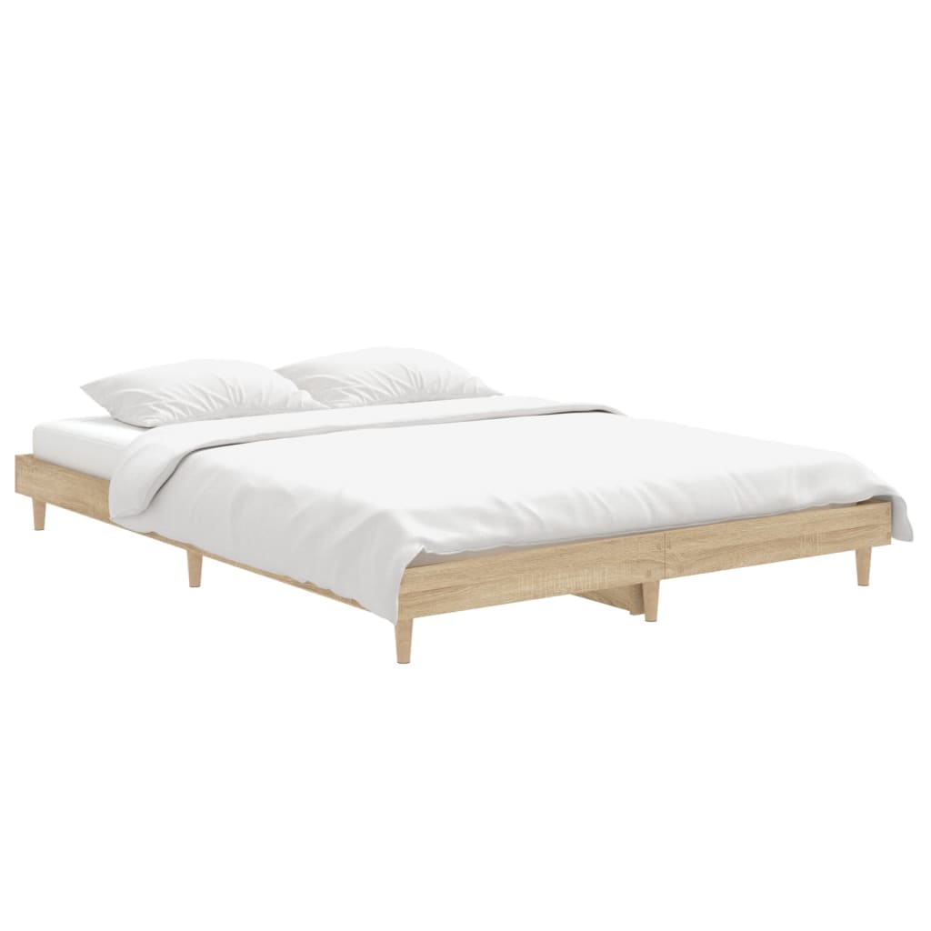 vidaXL Estrutura de cama 135x190 cm derivados madeira carvalho sonoma