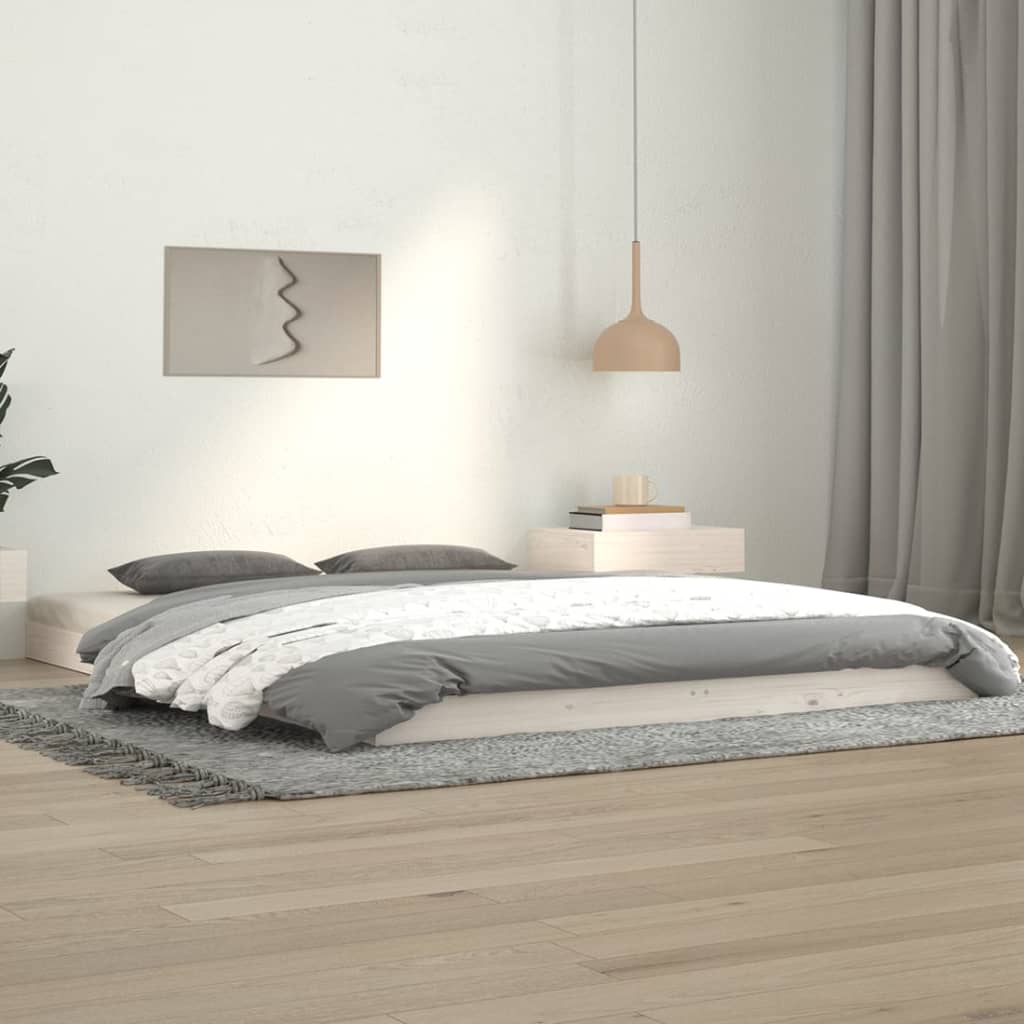 vidaXL Estrutura de cama 140x190 cm madeira de pinho maciça branco