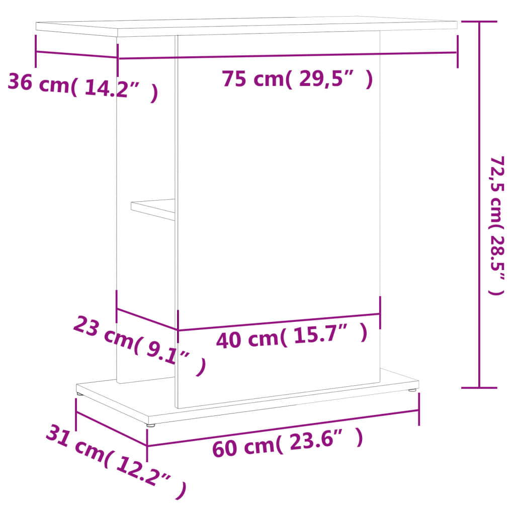 vidaXL Suporte aquário 75x36x72,5 cm deriv. de madeira cinza cimento