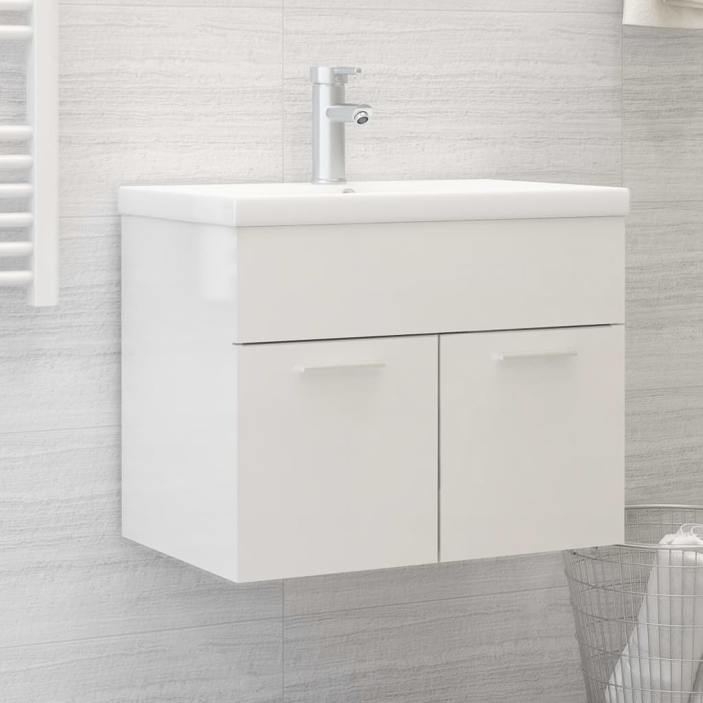 vidaXL Armário lavatório 60x38,5x46 cm deriv. madeira branco brilhante