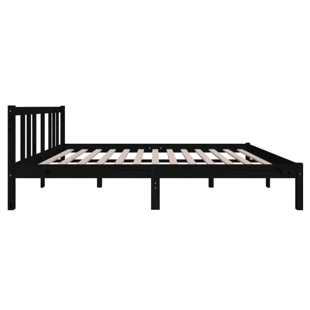 vidaXL Estrutura de cama casal 135x190 cm madeira maciça preto