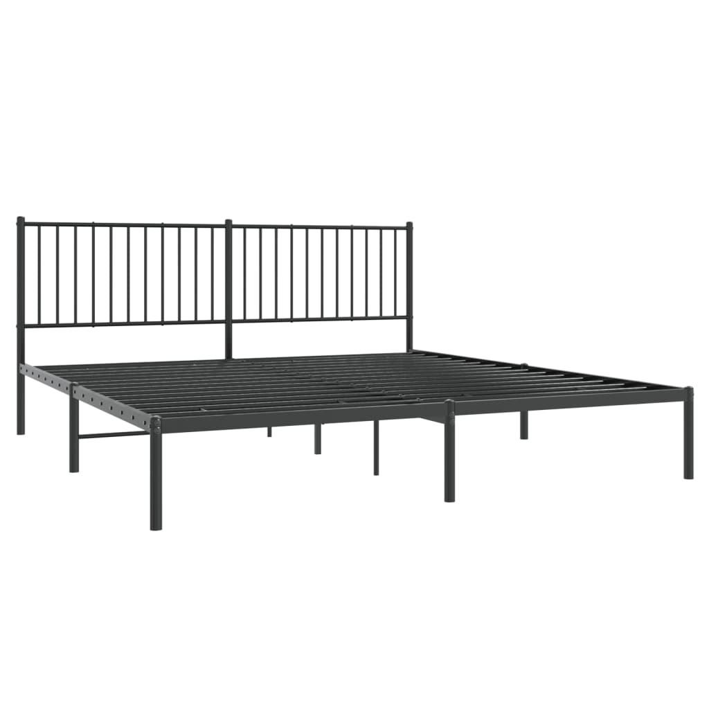 vidaXL Estrutura de cama em metal com cabeceira 180x200 cm preto