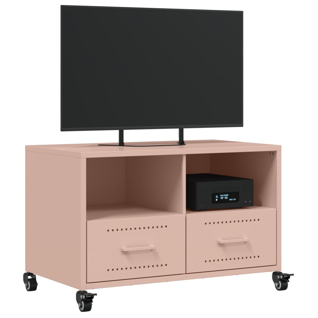 vidaXL Móvel de TV 68x39x43,5 cm aço rosa