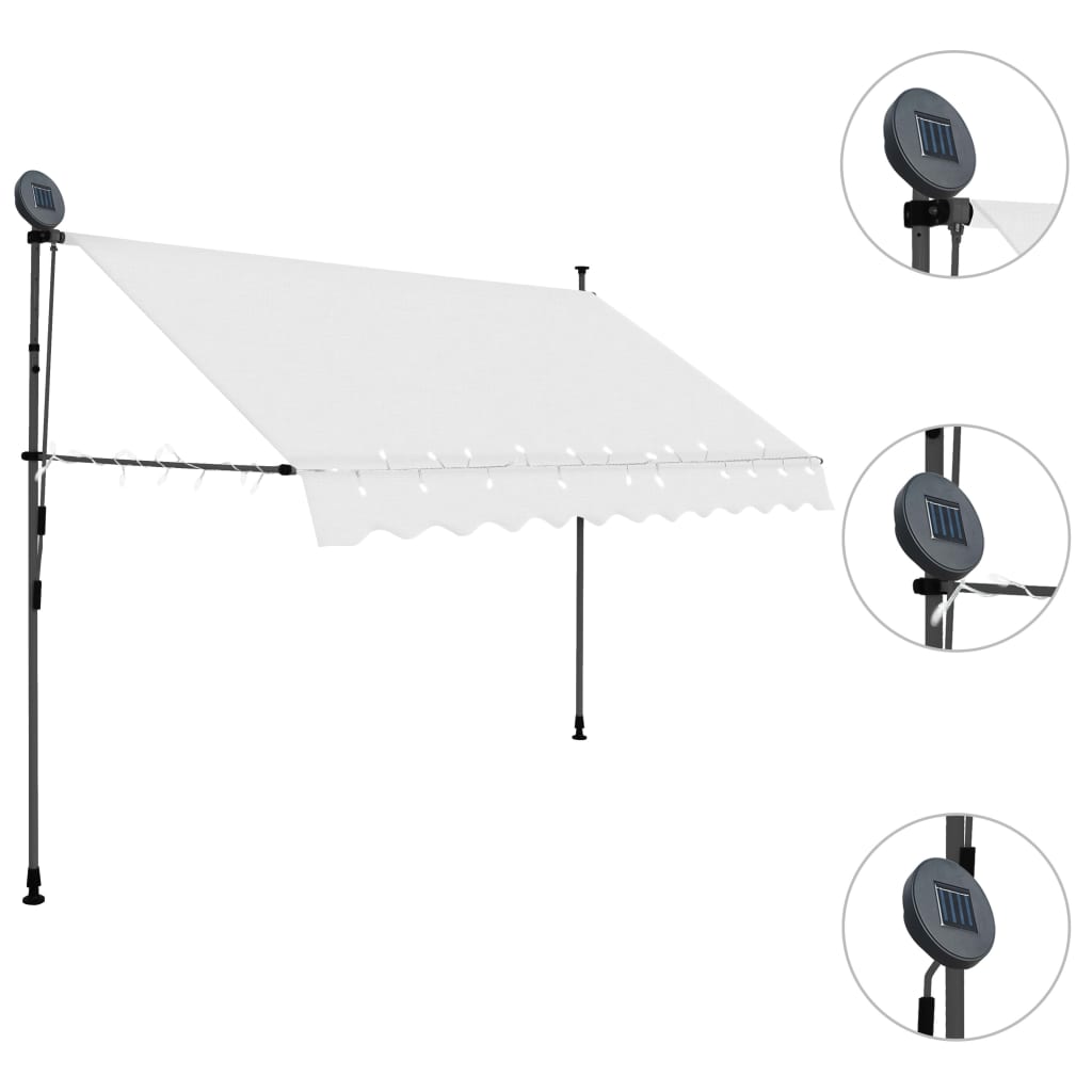 vidaXL Toldo retrátil manual com LED 250 cm creme