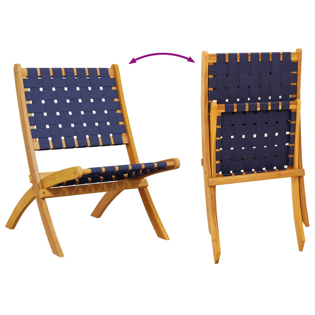 vidaXL Cadeiras jardim dobráveis 2pcs acácia maciça/tecido azul-escuro