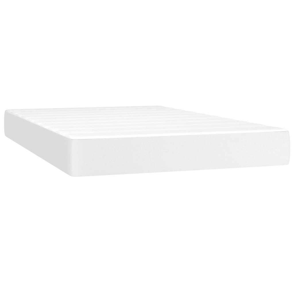 vidaXL Cama box spring c/colchão/LED 120x200cm couro artificial branco