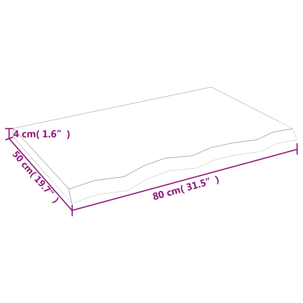 vidaXL Bancada p/ WC 80x50x(2-4) cm madeira maciça tratada castanho