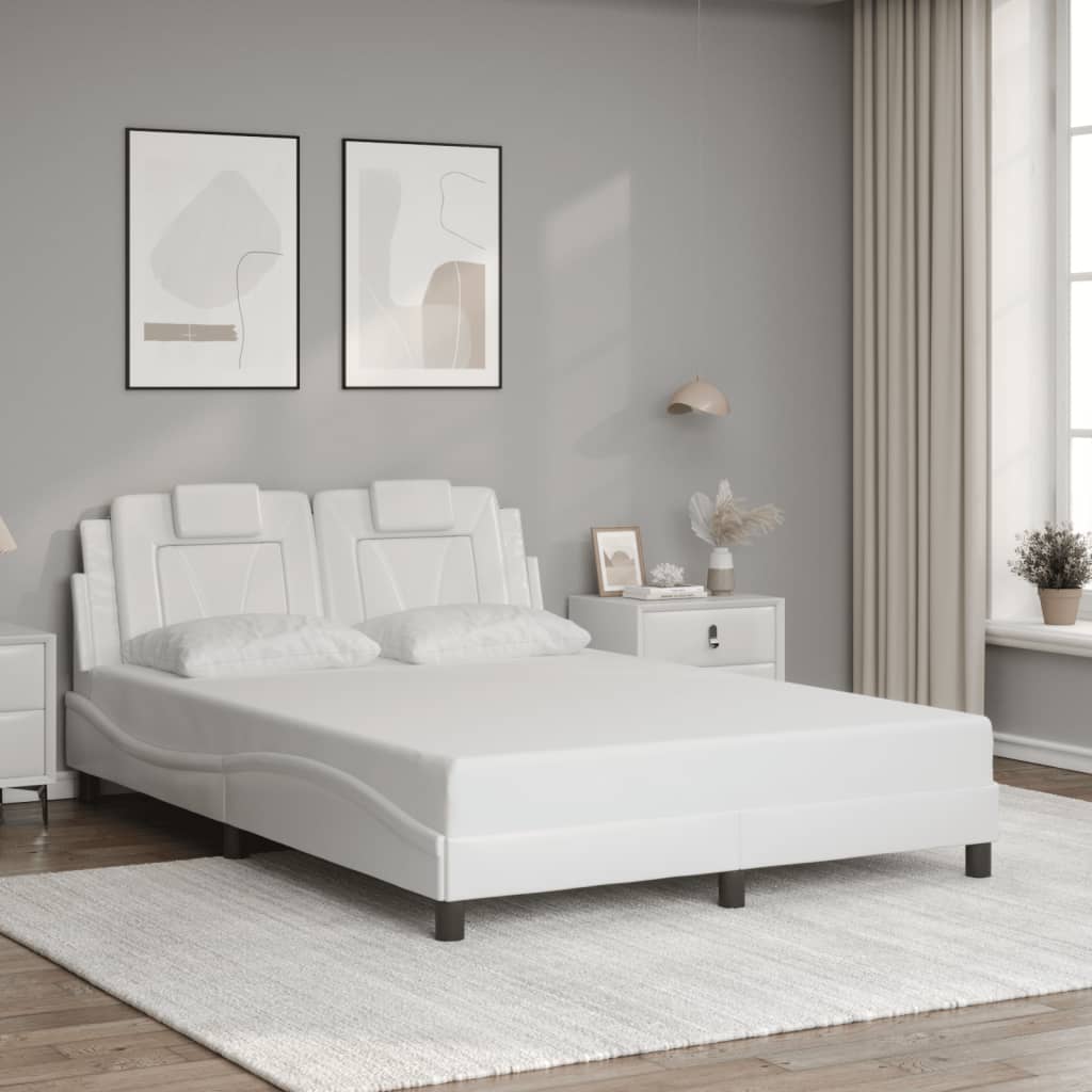 vidaXL Estrutura cama c/ cabeceira 120x200 cm couro artificial branco