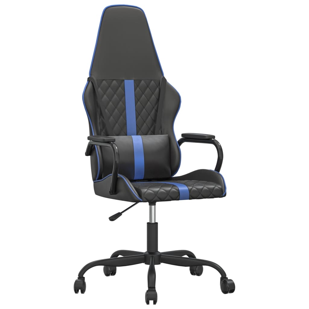 vidaXL Cadeira de gaming couro artificial preto e azul