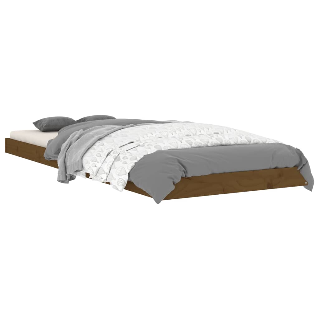 vidaXL Estrutura cama pequena solteiro 75x190 cm pinho castanho mel