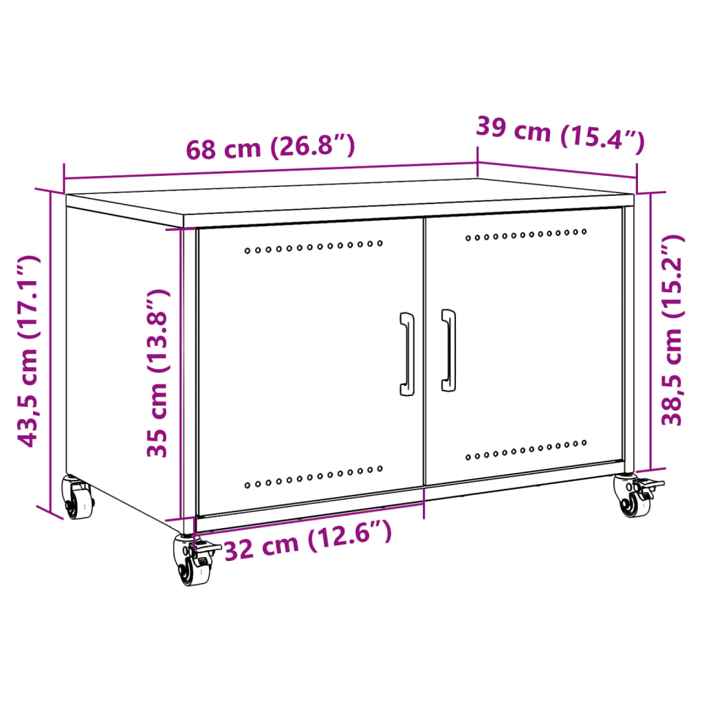 vidaXL Móvel de TV 68x39x43,5 cm aço rosa