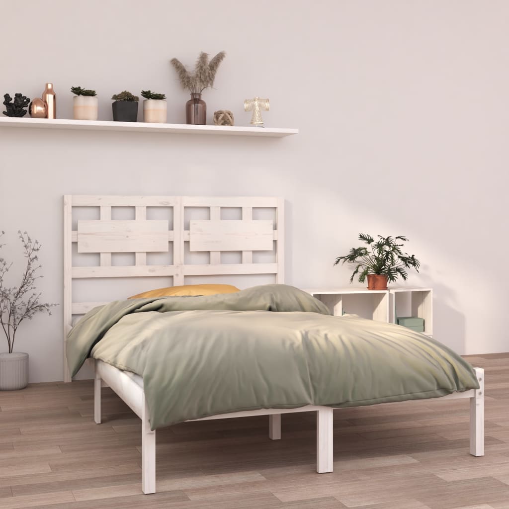 vidaXL Estrutura de cama casal 135x190 cm madeira maciça branco