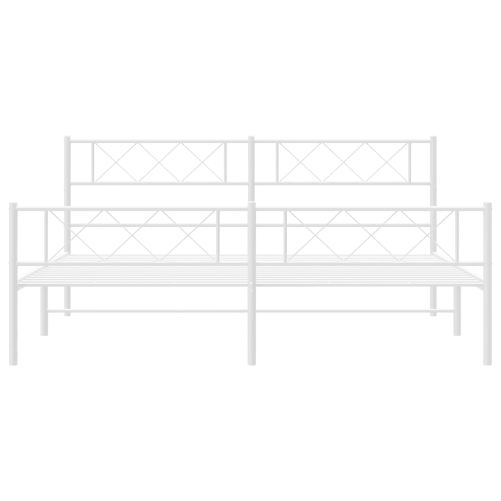 vidaXL Estrutura de cama com cabeceira e pés 183x213 cm metal branco