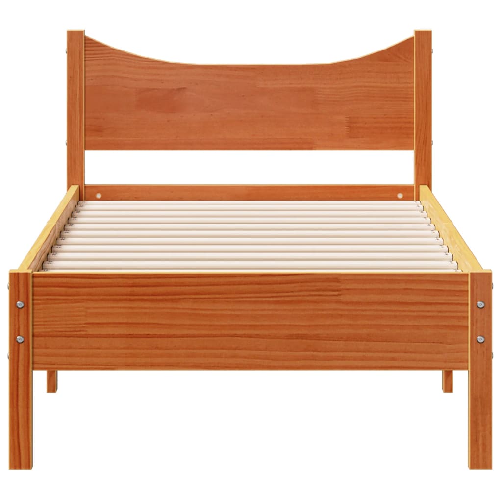 vidaXL Cama sem colchão 75x190 cm madeira de pinho maciça castanho-mel