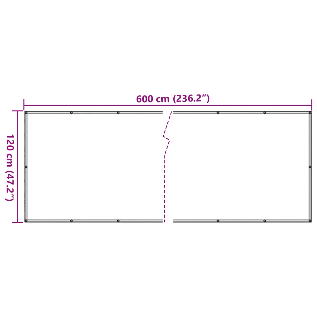 vidaXL Tela de privacidade p/ varanda aspeto pedra 600x120 cm PVC