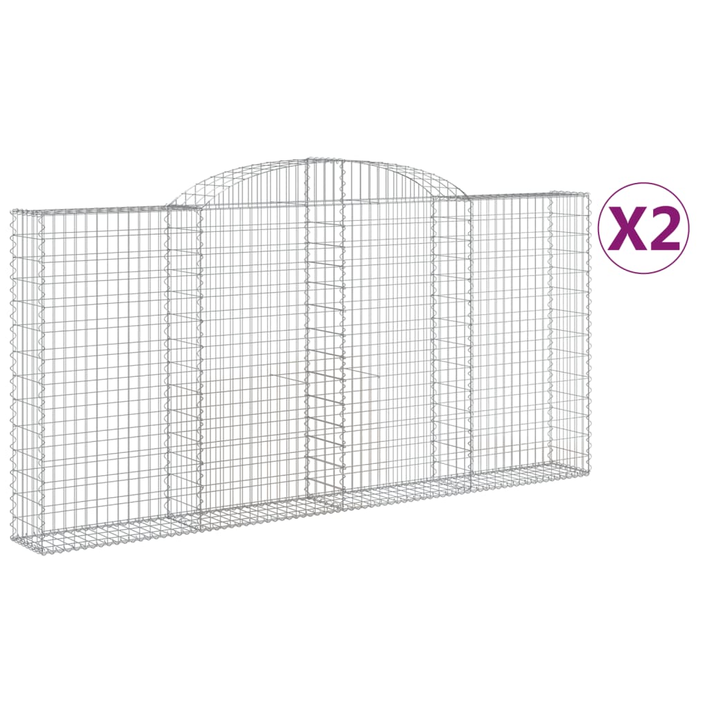 vidaXL Cestos gabião arqueados 2pcs 300x30x140/160cm ferro galvanizado