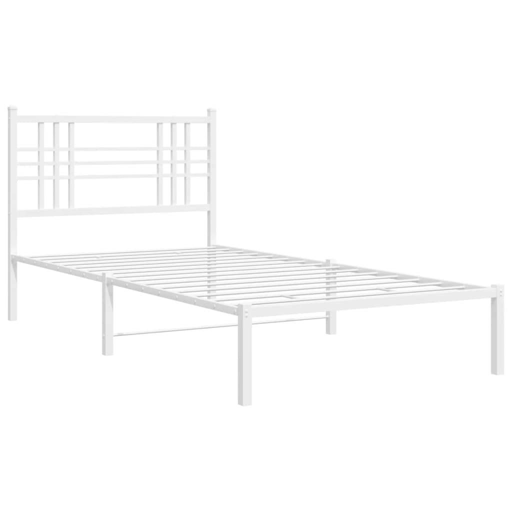 vidaXL Estrutura de cama com cabeceira 90x200 cm metal branco